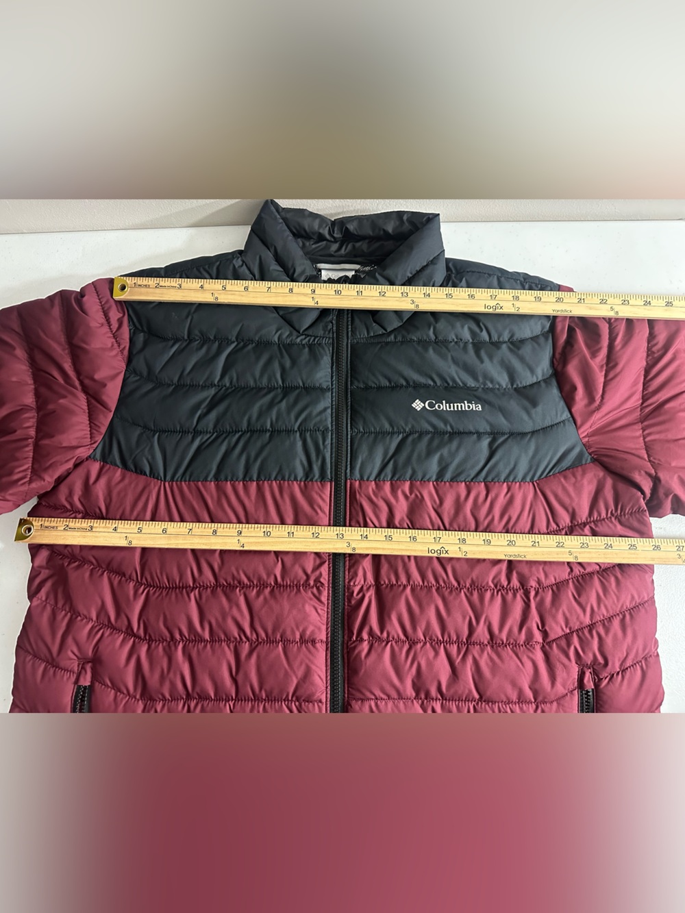 Columbia Size XL Men's Omni Heat Insulated Quilted Jacket Burgundy & Black - Picture 9 of 11